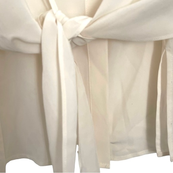 Club Monaco Terek Top Cream Ivory 100% Silk Sleeveless Tie Front Blouse - Picture 5 of 11